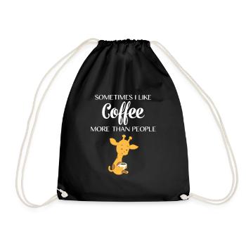 Giraffe - Giraffen - Kaffee - Spruch - Turnbeutel - Schwarz - Vorne