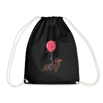 Dackel Luftballon - Turnbeutel - Schwarz - Vorne