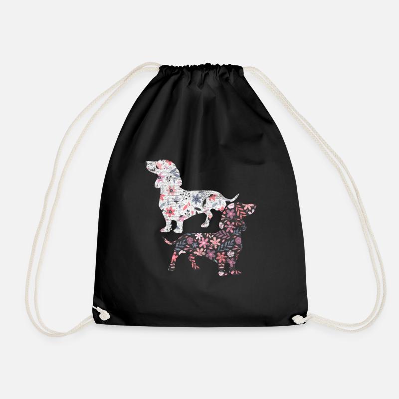Dachshund pet - Drawstring Bag - black