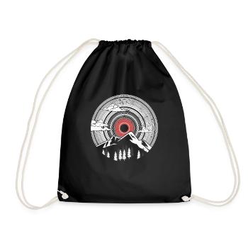 Disque vinyle montagne cadeau de randonnée - Sac de sport léger - noir - Devant