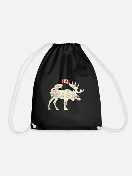 Canada Canadian Flag - Drawstring Bag - black