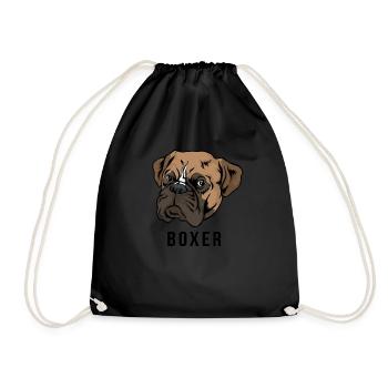 Boxer Hund Kopf - Turnbeutel - Schwarz - Vorne