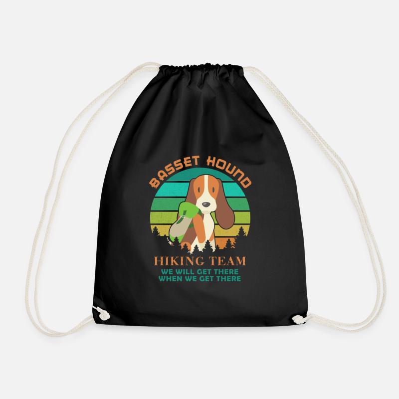 Basset Hound Hiking Team We Will Get There - Turnbeutel - Schwarz