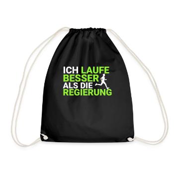 Joggen Laufen Läufer Marathon Spruch Meme Geschenk - Turnbeutel - Schwarz - Vorne