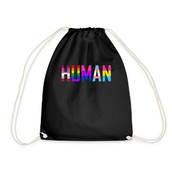 HUMAN Flag LGBT Gay Pride Month Transgender Tshirt - Drawstring Bag - black - Front