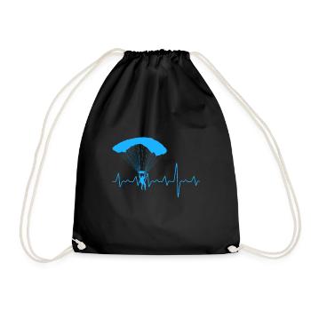 Paragliding heart pulse - Drawstring Bag - black - Front