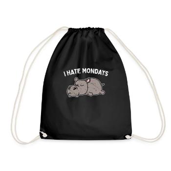 hippo - Drawstring Bag - black - Front