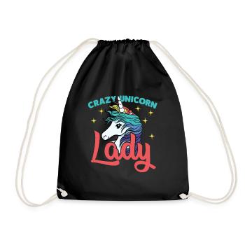 beautiful unicorn lady with stars - Drawstring Bag - black - Front