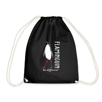 Penguin flamingo - Drawstring Bag - black - Front