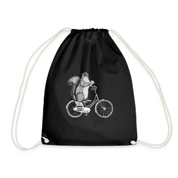 Squirrel bike - Drawstring Bag - black - Front