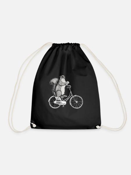 Eichhörnchen Fahrrad - Turnbeutel - Schwarz