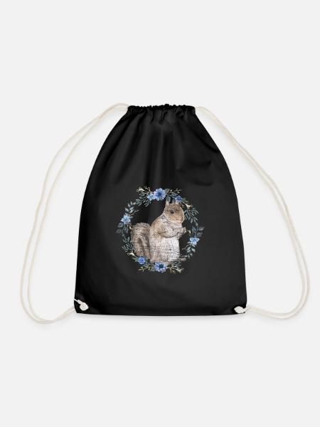 squirrel - Drawstring Bag - black