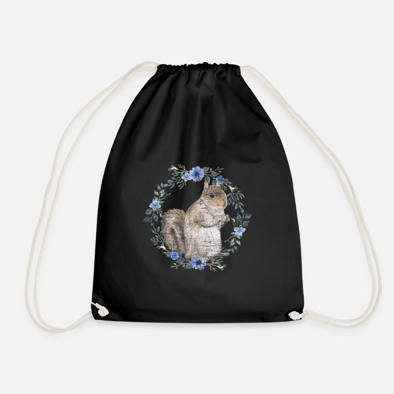 squirrel - Drawstring Bag - black