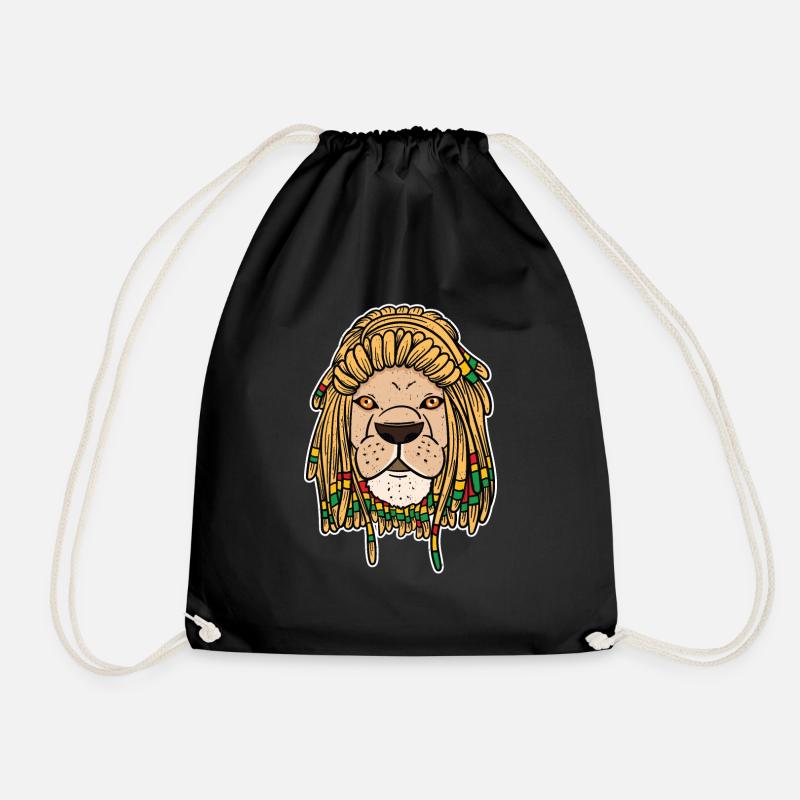 Reggae Rasta Rastafari Löwe Dreadlocks Geschenk - Turnbeutel - Schwarz