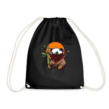 Panda Pandabär Ninja Kung Fu Samurai Tier Geschenk - Turnbeutel - Schwarz - Vorne