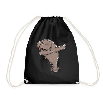Manatee Manatees Sea Funny Water Dabbing Gift - Drawstring Bag - black - Front