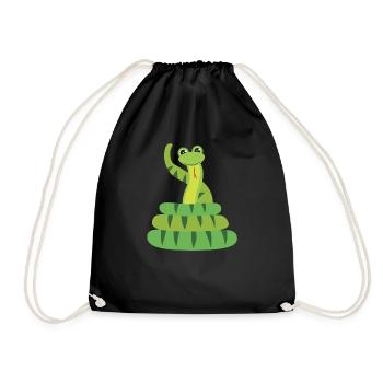 Kids Funny Boa Python Reptile Snake Boys Girls - Drawstring Bag - black - Front