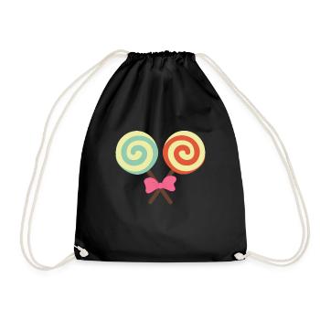 Kids Lolipop Sugar Sweet Candy Cane Boys Girls - Drawstring Bag - black - Front