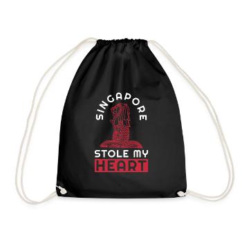 Singapore - Drawstring Bag - black - Front