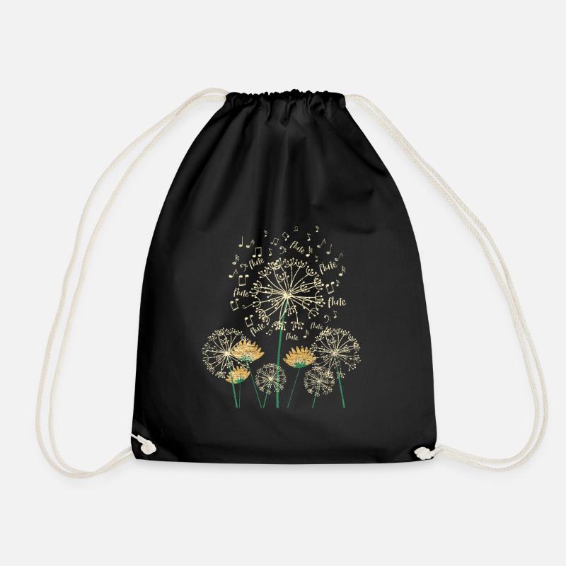 Flute dandelion - Drawstring Bag - black