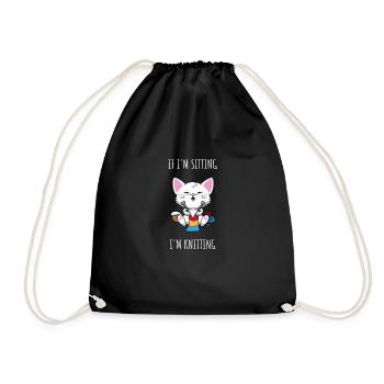 Knitting Cat Yarn Crochet Kitten Knitter Sewer - Turnbeutel - Schwarz - Vorne