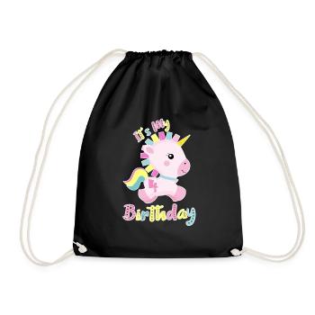 C'est mon 4ème anniversaire bébé cadeau de licorne - Sac de sport léger - noir - Devant