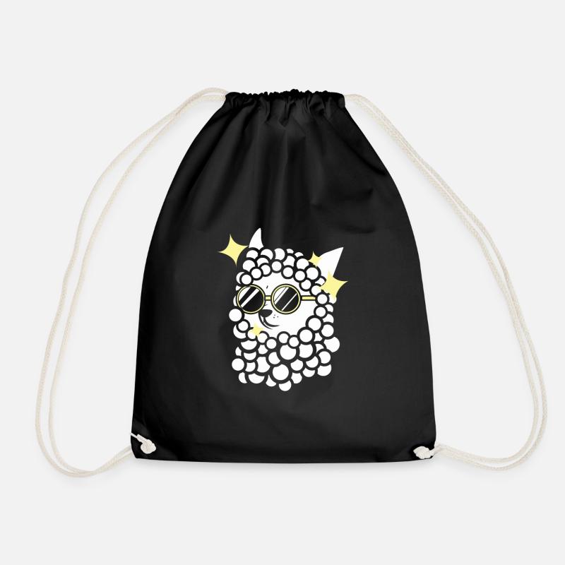 Alpaca with sunglasses - Drawstring Bag - black