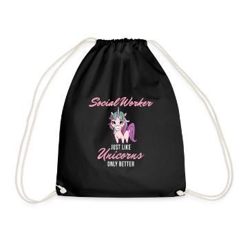 Social Worker Unicorn Girl Graduation School - Turnbeutel - Schwarz - Vorne