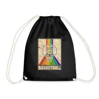Basketball Retro Basketballkorb Regenbogen - Drawstring Bag - black - Front