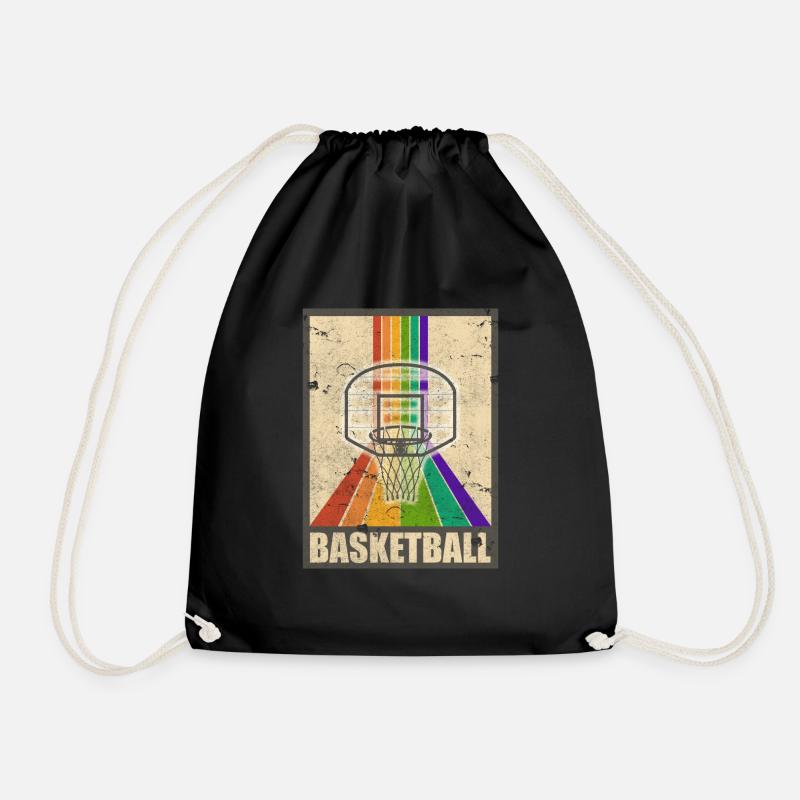 Basketball Retro Basketballkorb Regenbogen - Turnbeutel - Schwarz