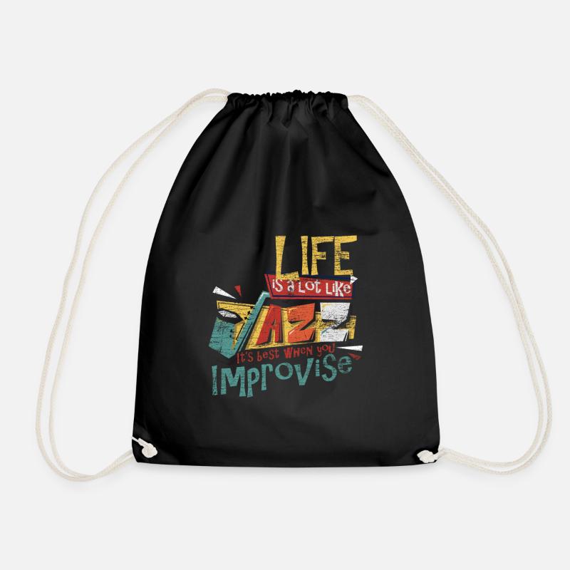 Saxophone jazz life - Drawstring Bag - black
