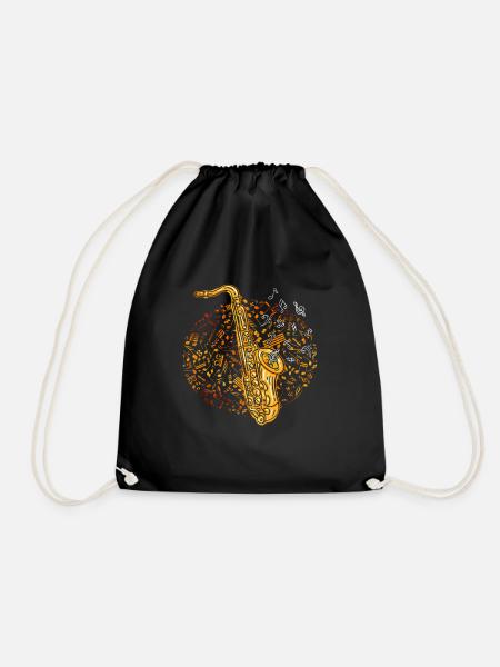 Saxophone music notes melody - Drawstring Bag - black