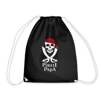 Pirate Papa Jolly Roger Skull - Turnbeutel - Schwarz - Vorne