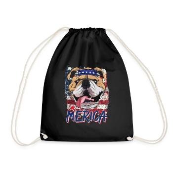 Amerikanische Flagge Englische Bulldogge 4. Juli Merica B - Turnbeutel - Schwarz - Vorne