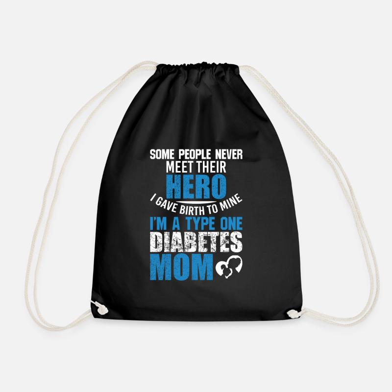 Womens Met Hero Gave Birth T1D Mom Type 1 Diabetes - Drawstring Bag - black