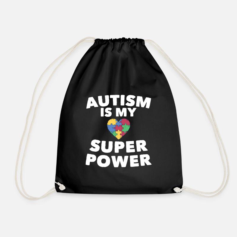 Autism is my superpower - Drawstring Bag - black