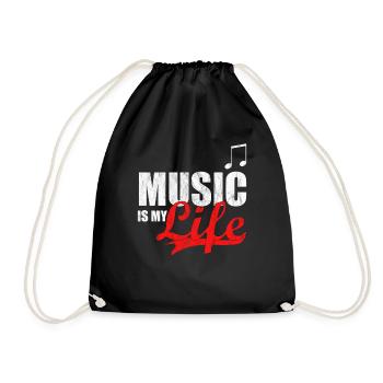 Music is my Life! Musik Geschenk Note life Idee - Drawstring Bag - black - Front