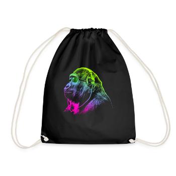 Le singe avec des écouteurs & des lunettes de soleil écoute de la musique - Sac de sport léger - noir - Devant