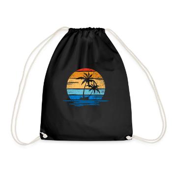 Strand, Palmen und Meer retro - Drawstring Bag - black - Front