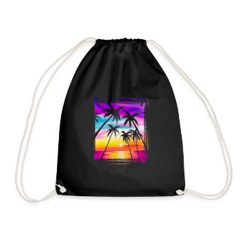 Strand mit Palmen - Drawstring Bag - black - Front