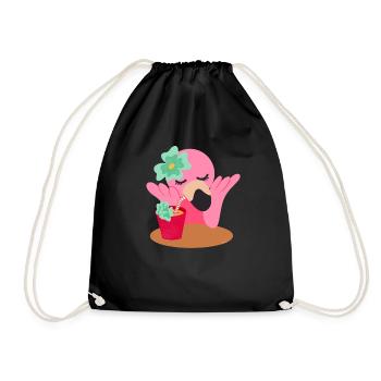 Flamingo Süß Mädchen - Drawstring Bag - black - Front