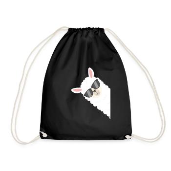 Alpaka Lama mit Sonnenbrille - Drawstring Bag - black - Front