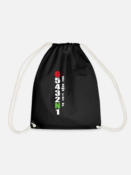 Motorrad Schaltung Geschenk - Turnbeutel - Schwarz