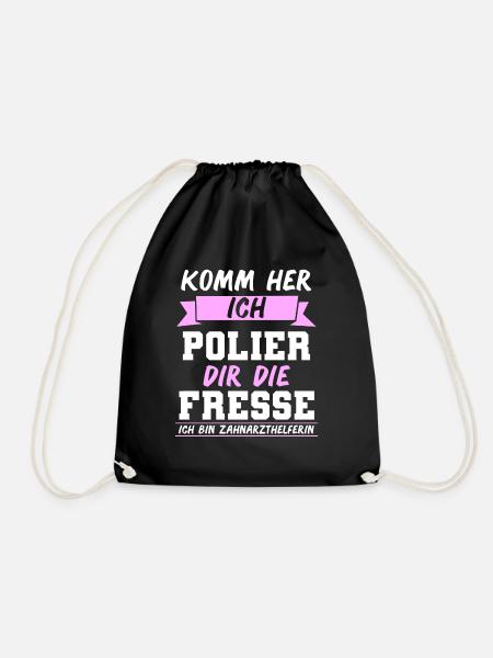 Zahnarzthelferin Lustig Zahnmedizin Geschenk Zahn - Turnbeutel - Schwarz