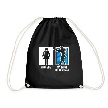 Mom mom police policewoman logo - Drawstring Bag - black - Front