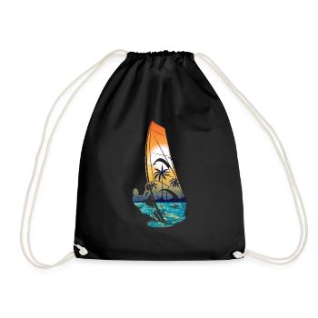 Windsurfen Windsurfing Surfen Surfing Geschenk - Drawstring Bag - black - Front