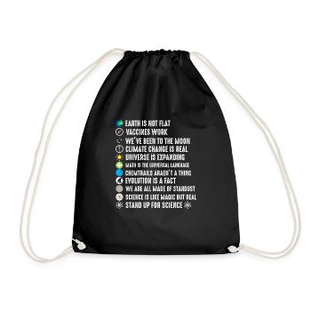 The Earth is not flat - For science - Drawstring Bag - black - Front