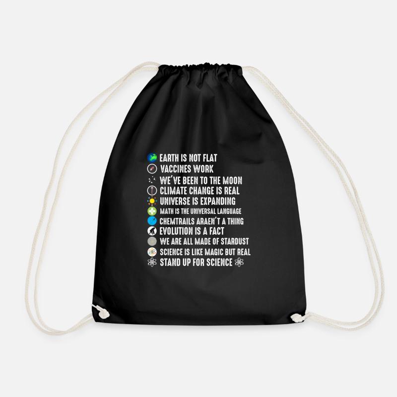 The Earth is not flat - For science - Drawstring Bag - black