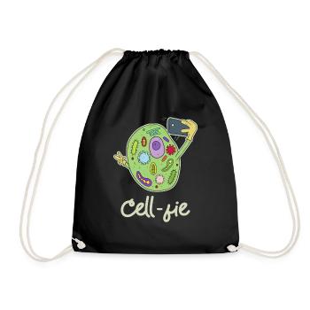 Funny Science Tee, Chemistry design, CellFie - Drawstring Bag - black - Front