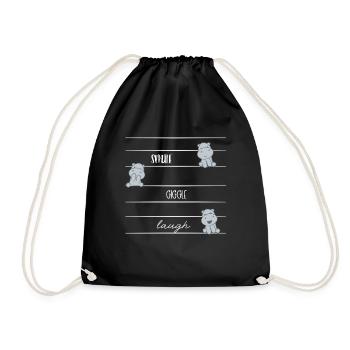 Hippo - Hippopotamus - Hippo - Laugh - Drawstring Bag - black - Front